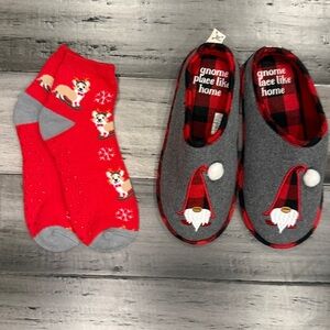 NWOT, Gnome Slippers and Dog Socks Set